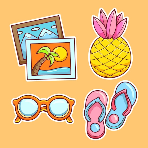 Free vector travel sticker hand drawn coloring