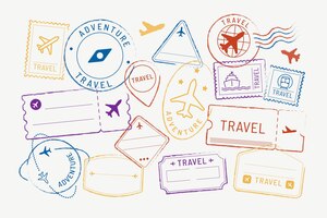 Travel stickers and badge set