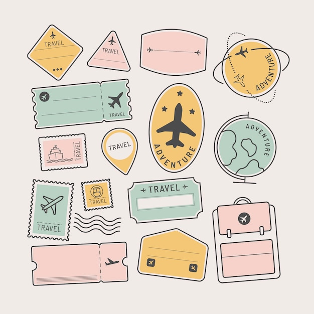 Free vector travel stickers and badge set