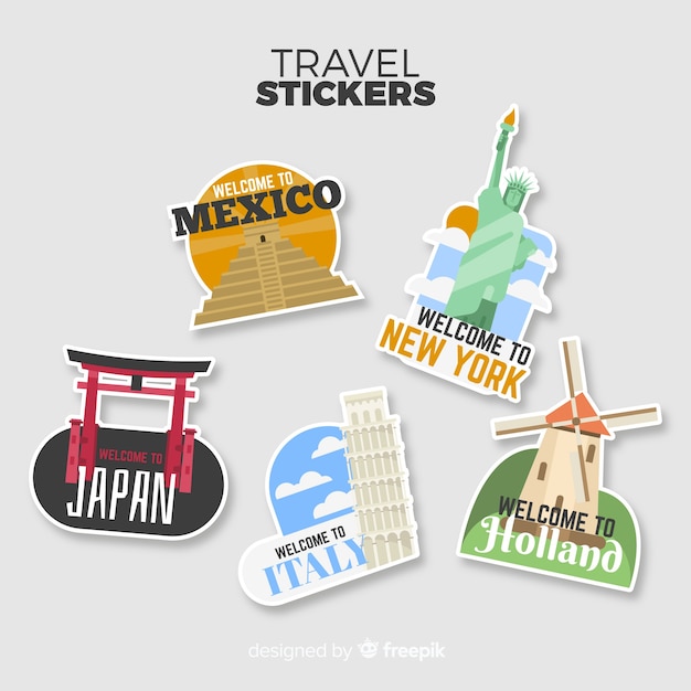 Free vector travel stickers collection