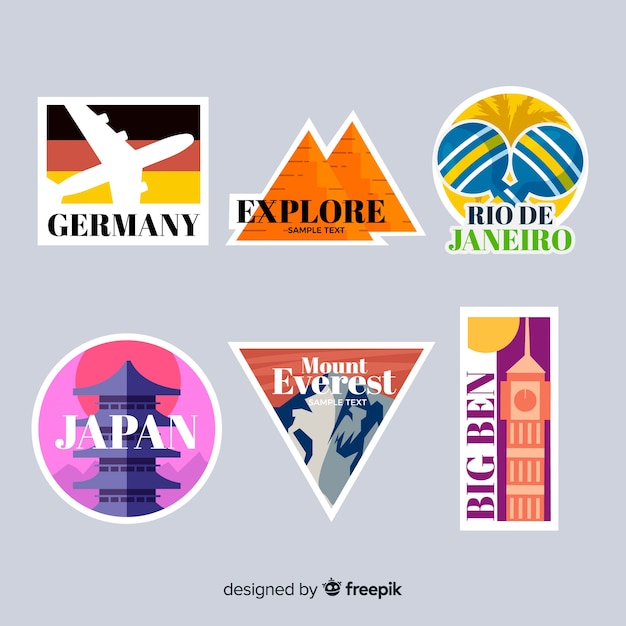 Free vector travel stickers collection