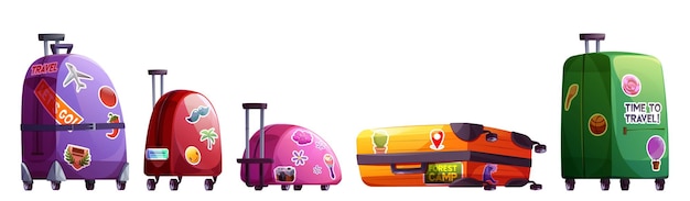 無料ベクター 旅行スーツケース ベクトル イラスト分離バッグ