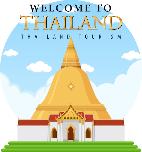 Vettore gratuito viaggio thailandia attrazione e icona del tempio del paesaggio