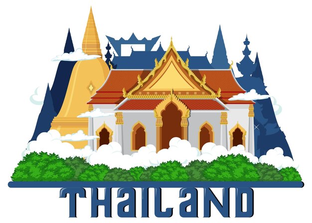 Travel Thailand attraction and landscape temple icon