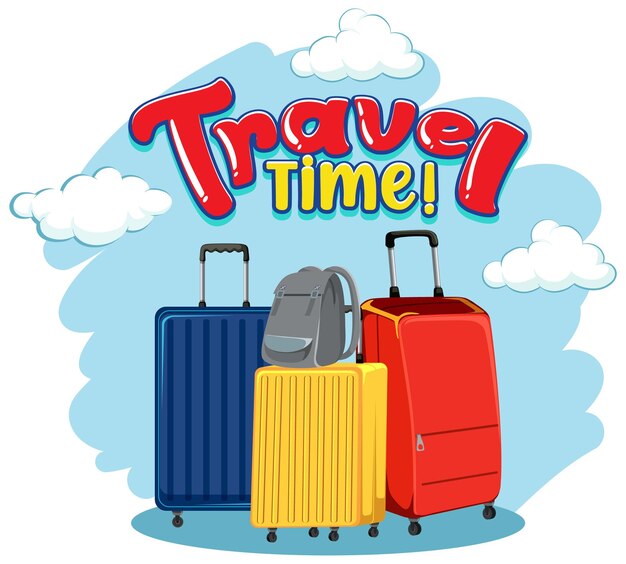 Дизайн типографии Travel TIME с багажом