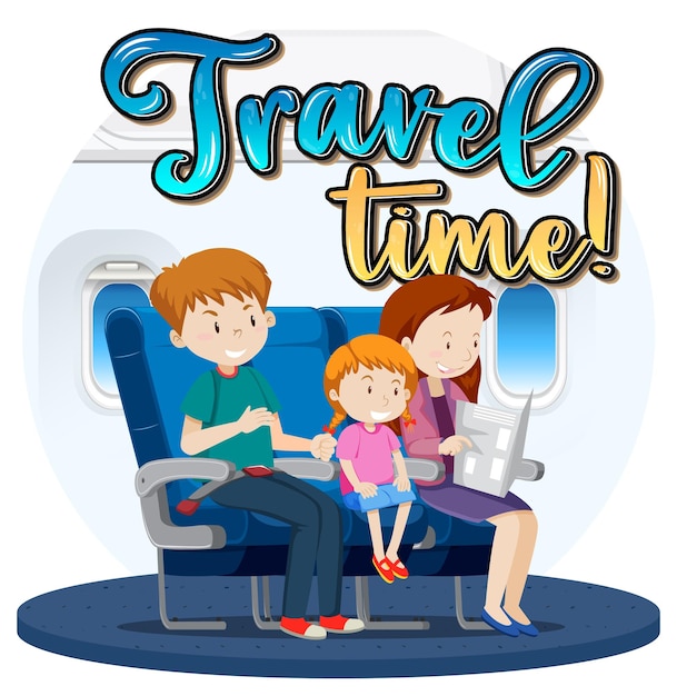 Бесплатное векторное изображение Типографический дизайн времени в пути с пассажирами на посадке