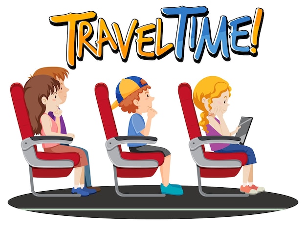 Free vector travel time typography design with passengers