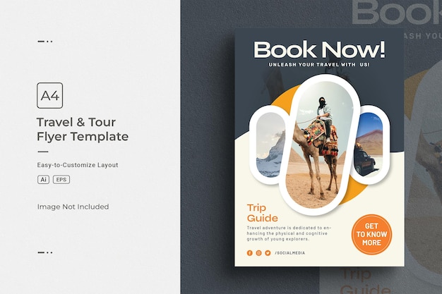 Free vector travel and tour agency a4 flyer design template