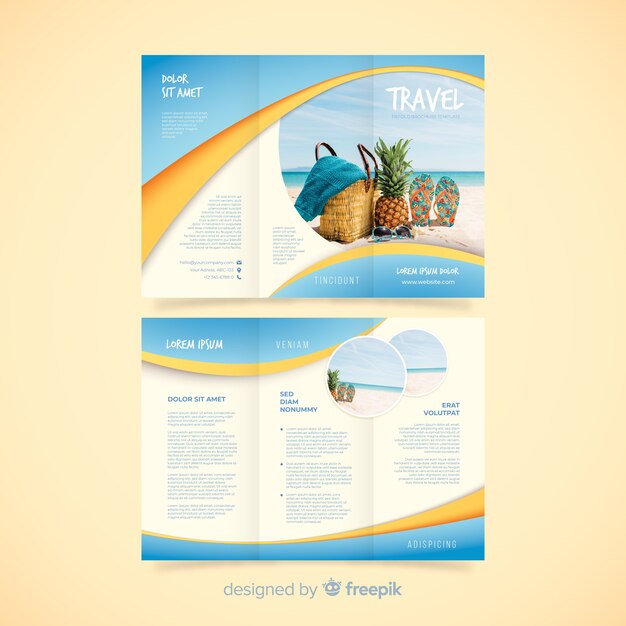 Free vector travel trifold brochure template