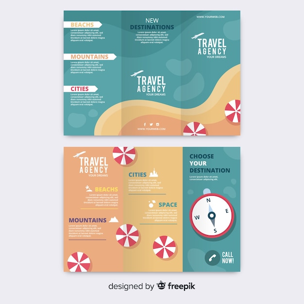 Free vector travel trifold brochure