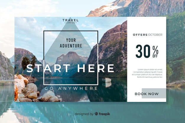 Free vector travel web banner with photo