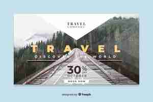 Free vector travel web banner with photo