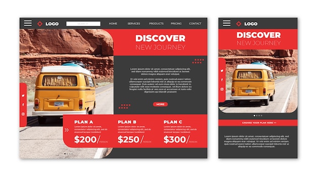 Travel website landing page