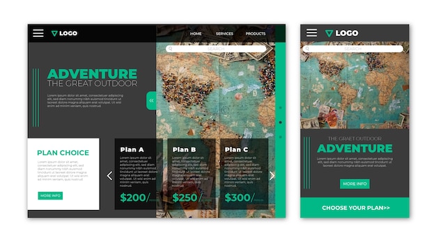 Travel website landing page