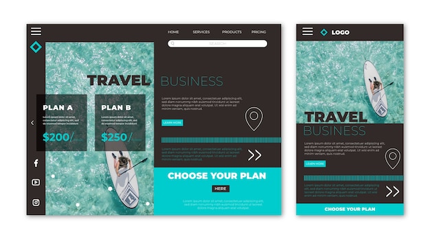Free vector travel website landing page