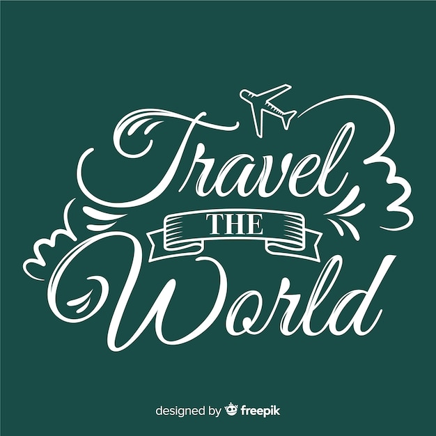 Free vector travel the world lettering