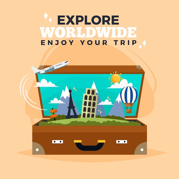 Traveler's bag with flat design