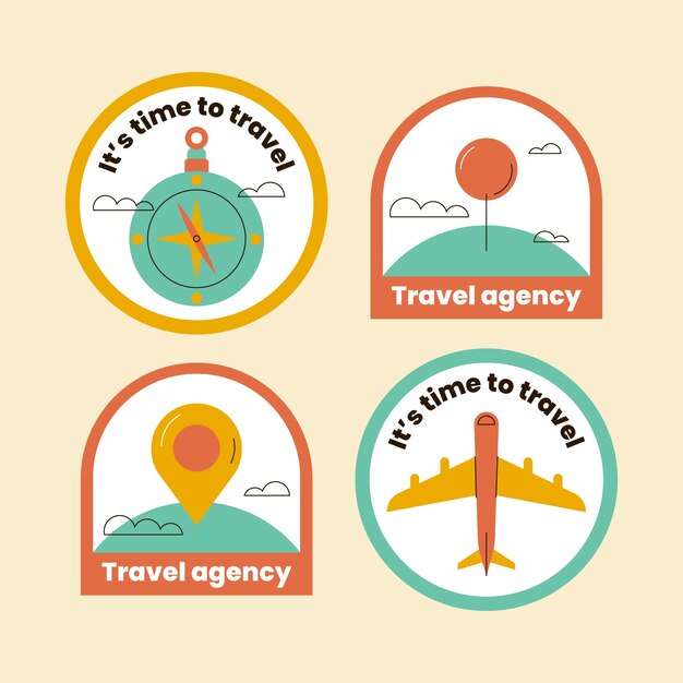 Free vector traveling adventure labels  template