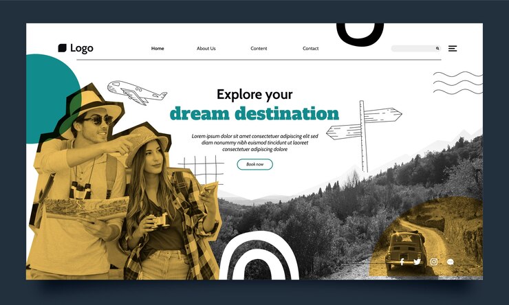 Free Vector traveling adventure landing page template