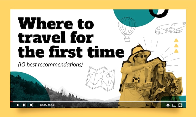 Free vector traveling adventure youtube thumbnail