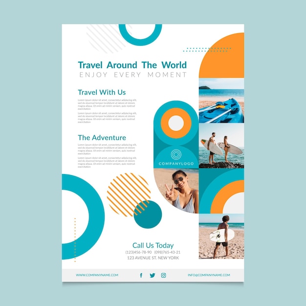 Free vector traveling around the world poster template