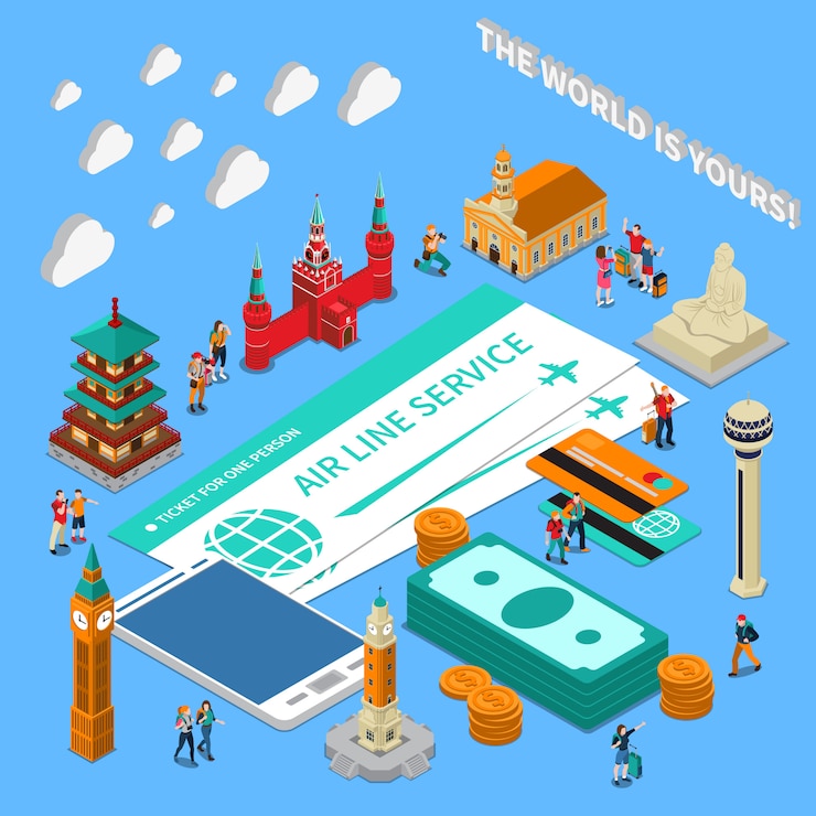 Free Vector traveling people isometric composition