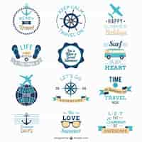 Free vector traveling and sailing logos