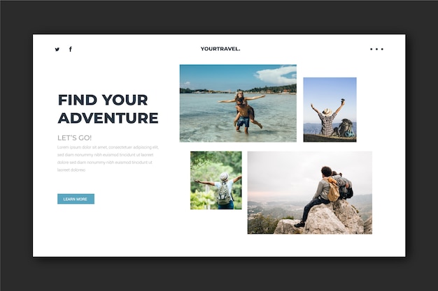 Free vector travelling landing page template with photo