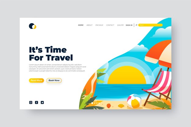 travelling landing page template with photo