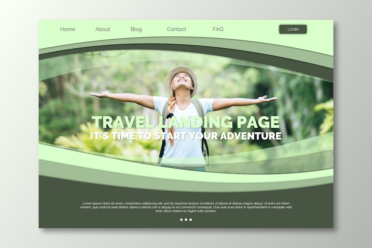 मुफ़्त वेक्टर travelling landing page template with picture