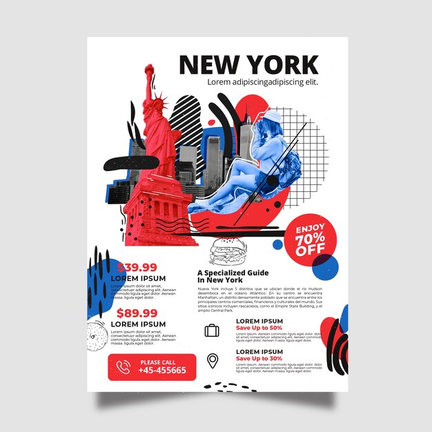 Travelling to new york stationery poster template