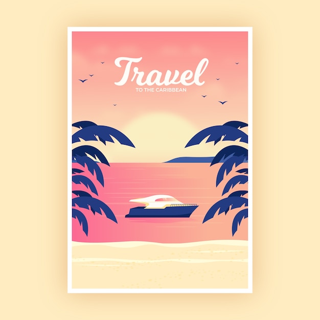 Free vector travelling poster with yacht