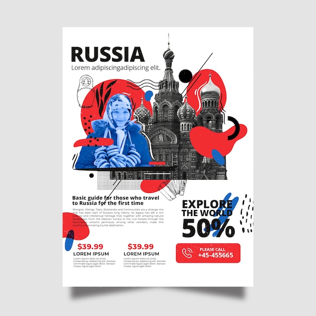 Travelling to russia stationery poster template