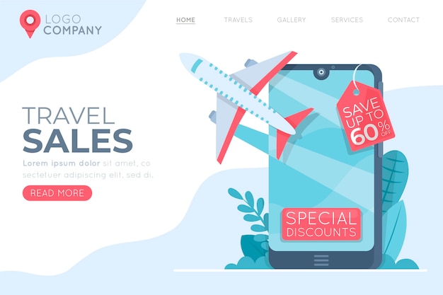 Travelling sales web page illustrated