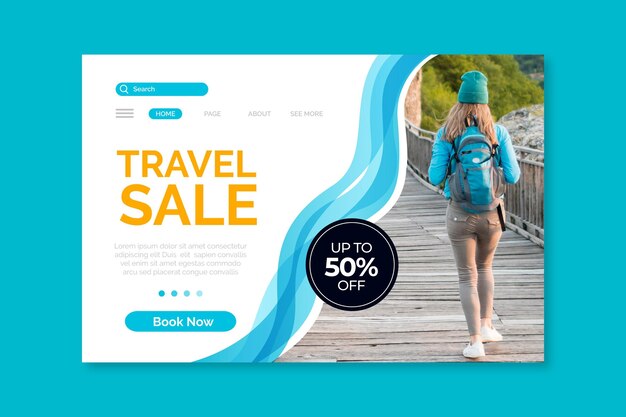 Free vector travelling sales web page with special offer