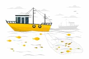 Free vector trawl fishing concept illustration
