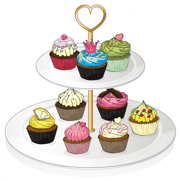 A tray with cupcakes