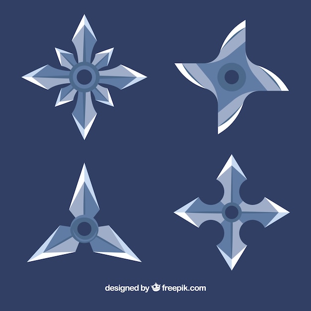 Trditional ninja star collection with flat design