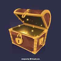 Free vector treasure box background with gold and diamonds