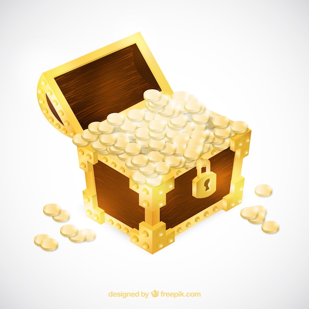 Treasure box in realistic style