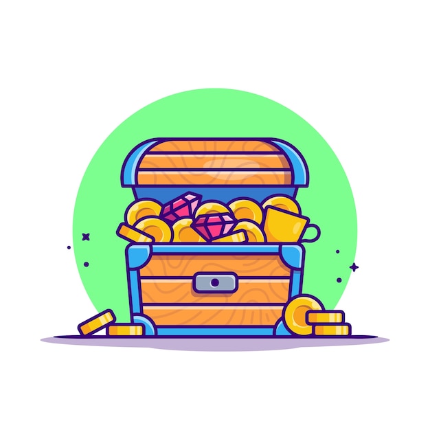 Treasure gold cartoon  icon illustration. finance gold icon concept