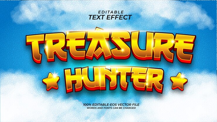 Free Vector treasure hunter text effect