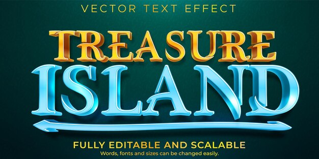 Treasure island text effect, editable pirate and tropic text style