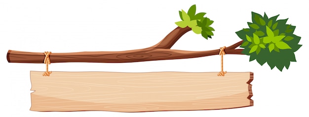 Free vector tree branch with wooden sign