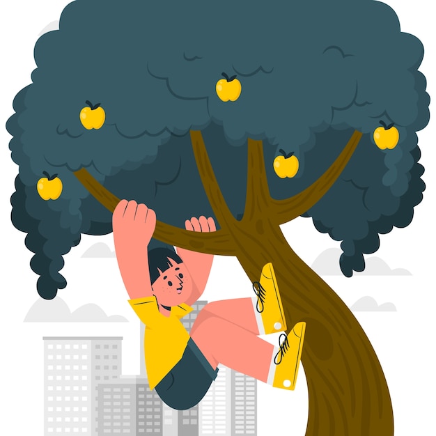Vettore gratuito illustrazione del concetto di arrampicata sugli alberi