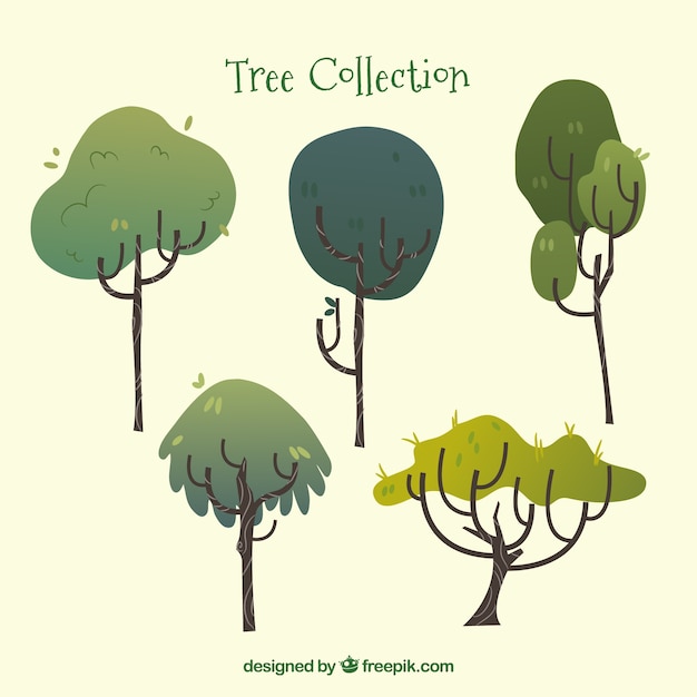 Free vector tree collection of five