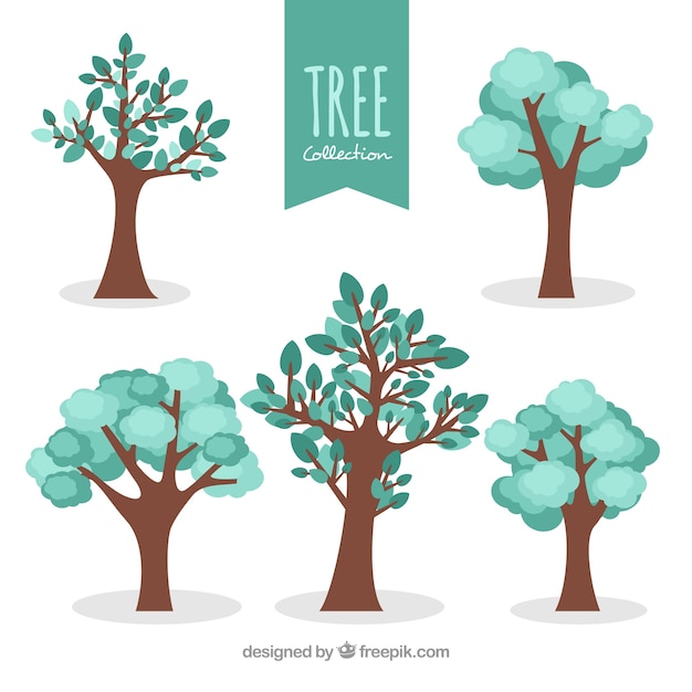 Collezione di alberi in stile piatto