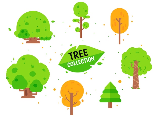 Free vector tree collection pack of different trees