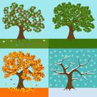 Free vector a tree of each season design