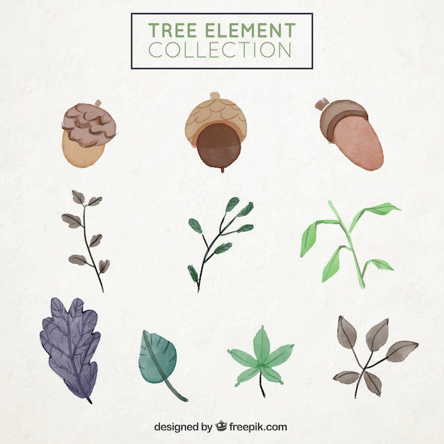 Free Vector tree elements collection